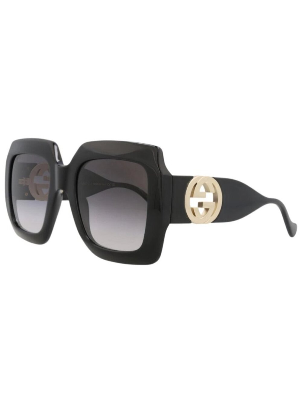 New Gucci Women's Sunglasses Square Rectangle Injection Frame Black Black Grey